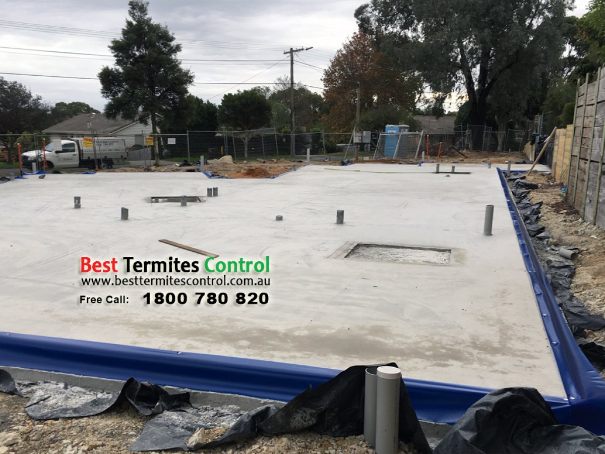 HomeGuard Blue Sheet treatment to construction joint in slab by BestTermitesControl