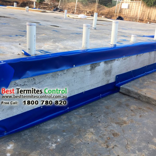 HomeGuard Blue Sheet treatment to construction joint in slab by BestTermitesControl